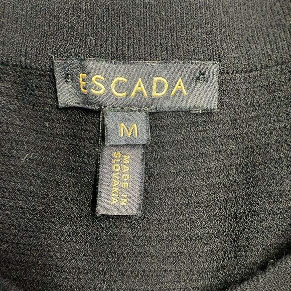 Escada Black Knit Fantasy Multi Color Stripe Bodycon Dress Sz Medium - Picture 5 of 7